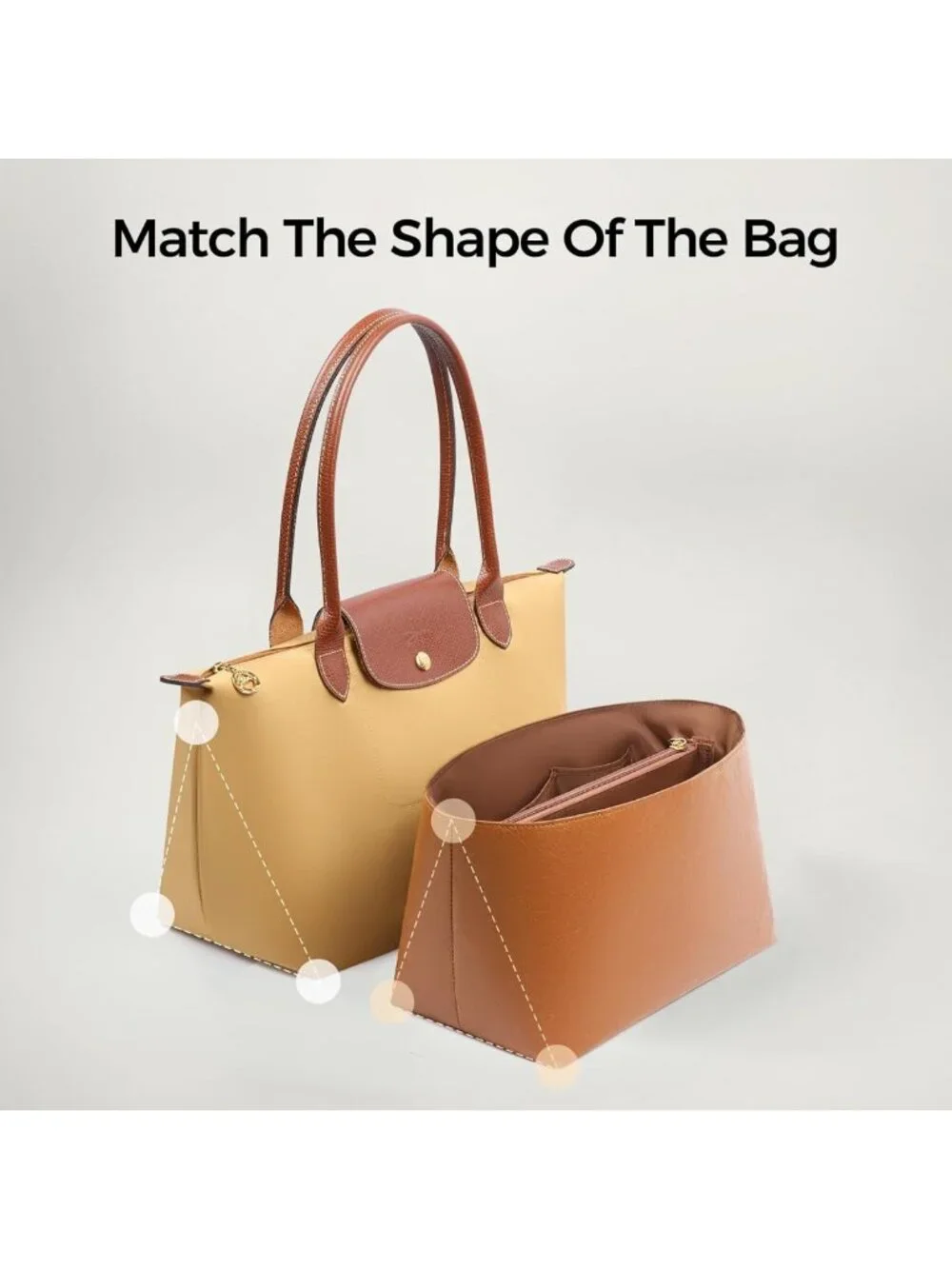 Ultra-Light Waterproof Handbag Purse Organizer Insert - Medium Size, Brown